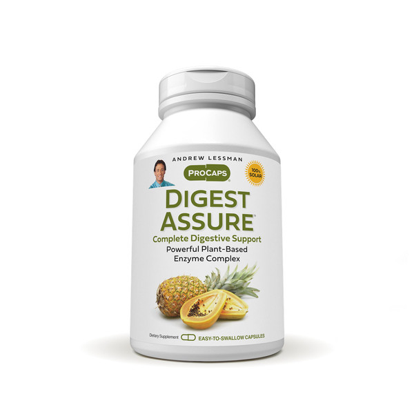 ANDREW LESSMAN Digest Assure 180 Capsules - Comprehensive Blend of Powerful Natural Enzymes to Support and Enhance Digestive Health, Vegetarian-Sourced Enzymes, Small Easy to Swallow Capsules