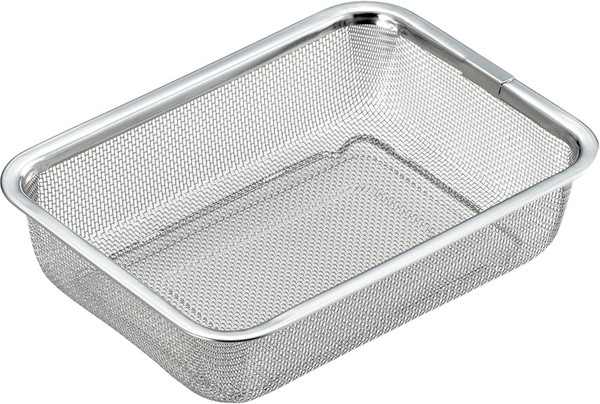 Yoshikawa Colander, Made in Japan, Stainless Steel, Drainer, Square, Vegetables, Length 8.1 x Width 5.8 x Height 2.1 inches (20.4 x 14.8 x 5.4 cm), Medium