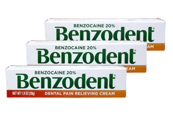 Benzodent Dental Pain Relieving Cream, 1 Ounce - Pack of 3
