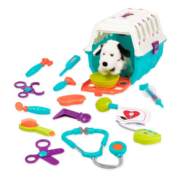 Battat – Veterinarian Toy Set with Plush Dalmatian Puppy & Carrier – Complete 15 Pieces Kids Pretend Play Medical Kit with Stethoscope & Tools – Educational ToddlerToys for Ages 2 – 4 Years
