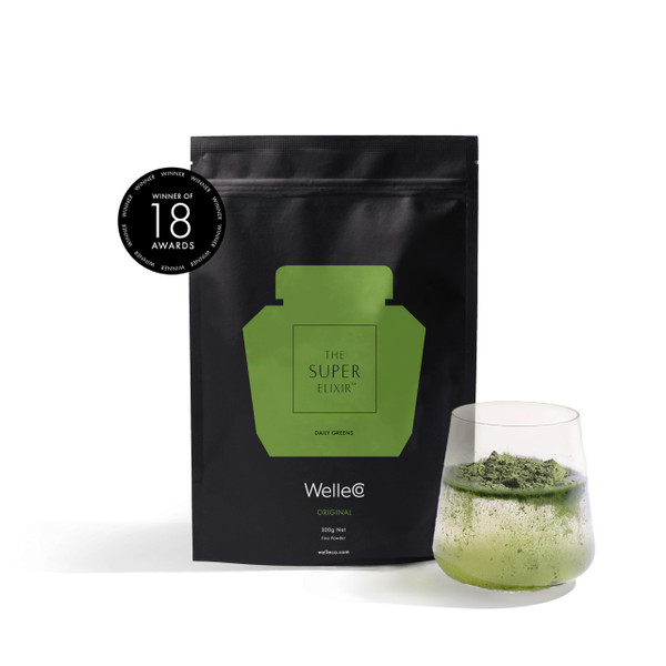 WelleCo The Super Elixir Daily Greens Powder, Probiotic Drink Mix with Whole Foods, Gluten Free, Vegan Gut Health Powder, Energy, Immunity, Healthy Skin, Hair & Nails (Pouch, Pineapple & Lime)