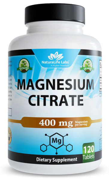 Magnesium Citrate 400 mg per Serving – 120 Tablets, Vegan, Non-GMO