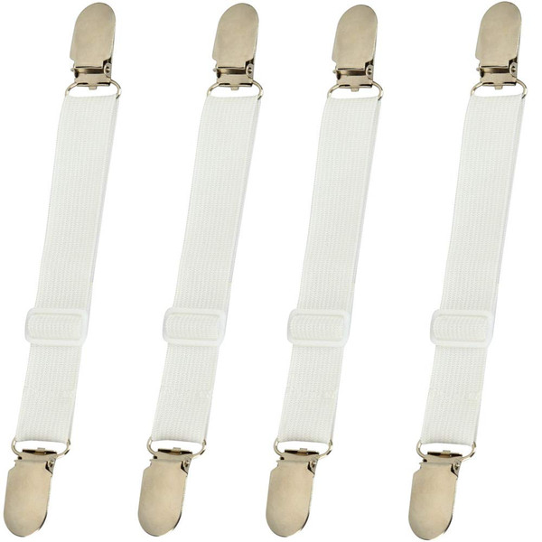 BBDOU Bed Sheet Clips Straps Sheet Holder Mattress Clips, 4 Pcs Adjustable Elastic Bed Sheet Grippers Straps Suspender Fasteners Holder
