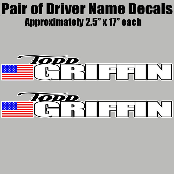 JRS Decals Racecar Driver Name Vinyl Decal Set - Late Model, Rallycross Rally Car, Dirt Car