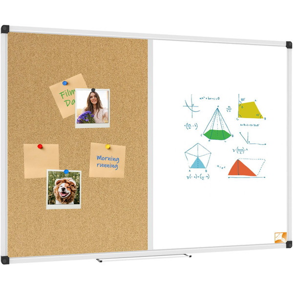 XBoard Magnetic Dry Erase Board & Cork Board 48 x 36 whiteboard, Combination White Board with Aluminum Frame