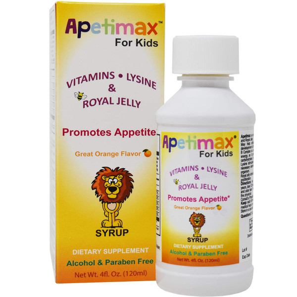 ELP ESSENTIAL Apetimax Vitamins Lysine Royal Jelly Promotes Appetite Syrup for Adults and Kids 4oz for Kids