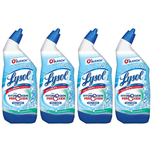 Lysol Bleach Free Hydrogen Peroxide Toilet Bowl Cleaner, Fresh, 24 oz (Pack of 4)