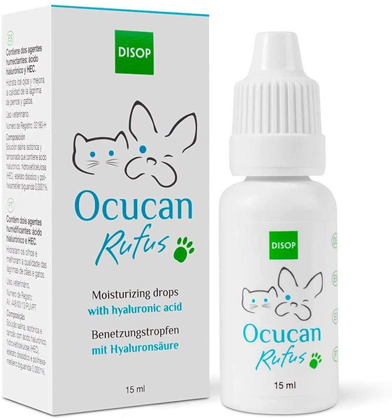 Ocucan Dog Eye Drops with Hyaluronic Acid – Lubricating Tear Relief for Dry, Irritated Eyes – Soothing Eye Lubricant for Dogs and Cats,15 ml (0.5 fl oz)