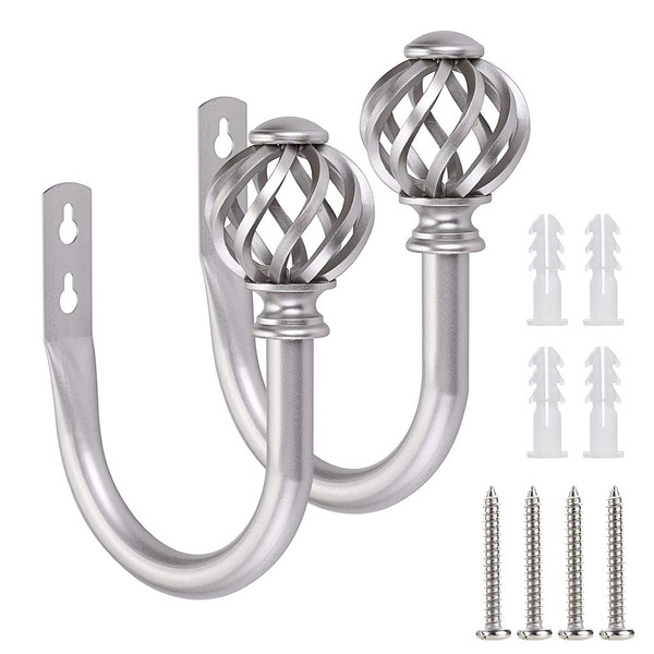 Sumnacon Set of 2 Metal Curtain Holdbacks - Wall Mounted Drapery Tiebacks with Screws, Decorative Window Treatment Holdbacks for Bedroom Livingroom Office, Silver Sumnacon Set of 2 Metal Curtain Holdbacks - Wall Mounted Drapery Tiebacks with Screws, Decorative Window Treatment Holdbacks for Bedroom Livingroom Office, Silver