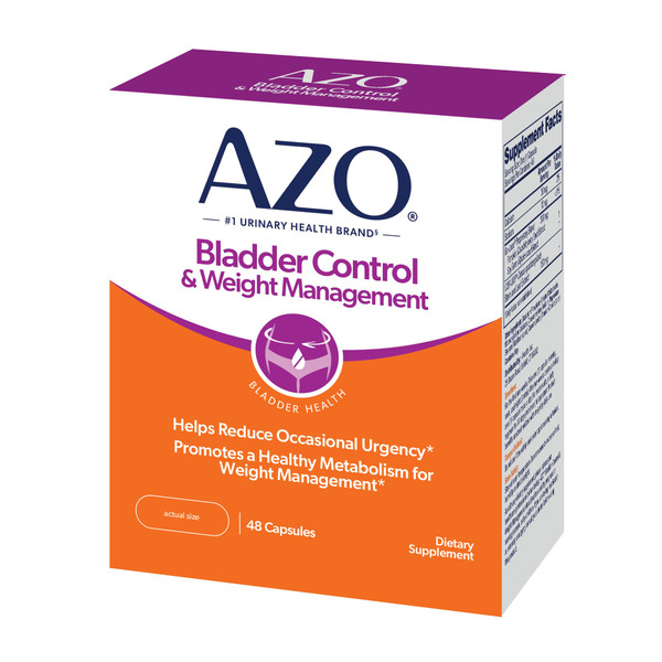 AZO Bladder Control with Go-Less® & Weight Management Dietary Supplement | Helps Reduce Occasional Urgency* | Promotes Healthy Metabolism* | Supports a Good Night’s Sleep* | 48 Capsules