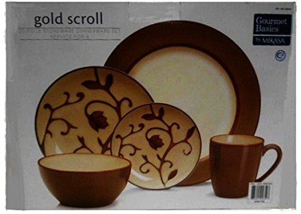 Mikasa Dinnerware Set Gold Scroll 20 Piece Set Mikasa Dinnerware Set Gold Scroll 20 Piece Set