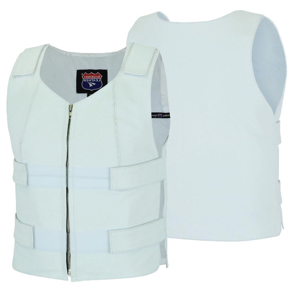 White Women Bullet Proof style Leather Motorcycle Vest for bikers Club Tactical (as1, alpha, l, regular, regular)