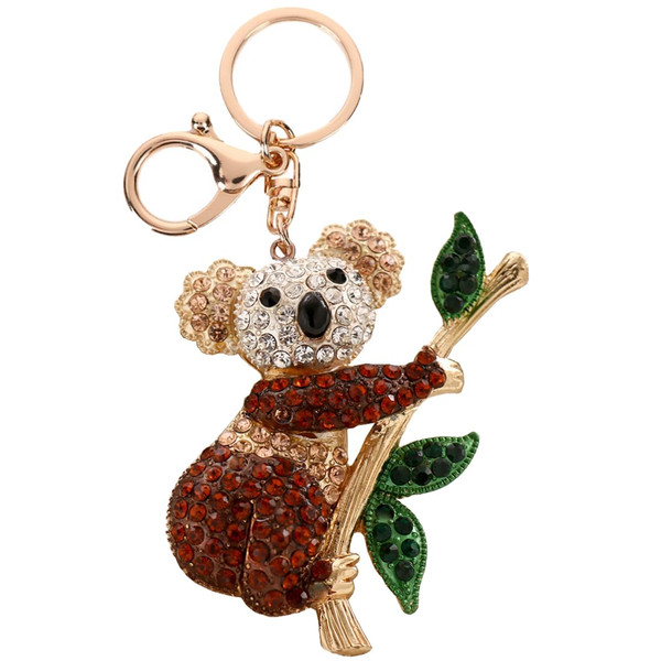 Tverghvad Crystal Rhinestone Koala Bear Keychain, Cute Diamond Koala Key Chain Charm Pandant for Women, Girls Handbag, Purse, Car Keys, Backpack, Phone Accessories (Champagne Koala Bear)