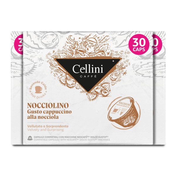 Cellini Caffè Nocciolino Dolce Gusto Cappuccino, 90 Count, Dolce Gusto® Compatible Capsules, Sweet and Creamy Flavor, Made in Italy