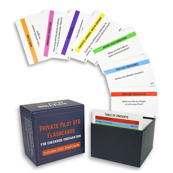 Private Pilot VFR Flashcards for Checkride & Oral Exam | 260+ VFR Study Cards Covering FAA Aviation Topics, Airspace, Weather, Charts, Systems & More | Ideal for Student Pilots