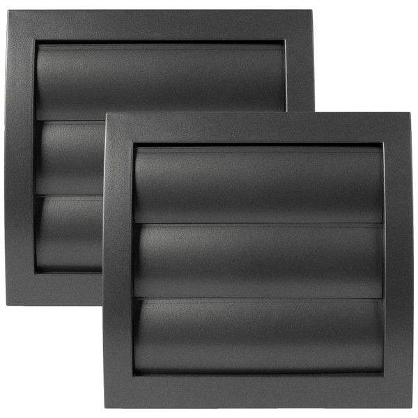 Vent Systems 4'' Inch Anthracite Air Vent Cover, Pack of 2, Dryer Vents and Bathroom Exhaust Vent Pipe, Louvered Outdoor Dryer Vent Cover Opening Flap Vent, Keeps Out Insects, Birds and Rodents