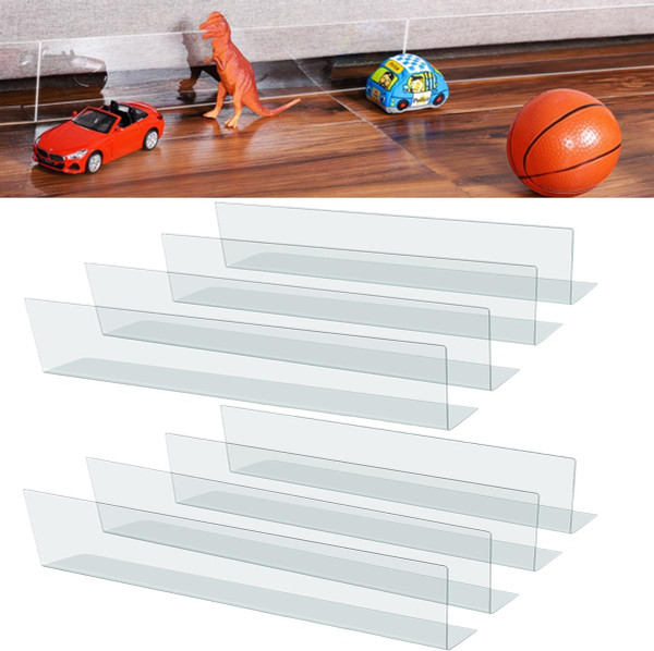 8 Pack Under Couch Blocker 15.8" L x 3.2" H Under Bed Blocker Gap Bumper Stop Toys Safety PVC Adjustable Clear Couch Guards Toys Blocker for Furniture Sofa Barrier with Strong Adhesive