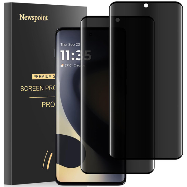 Newspoint [2 Pack] Moto Edge 2024 Privacy Screen Protector, Anti-Spy 9H Hardness Tempered Glass Privacy Motorola Edge 2024 Screen Protector, Anti-Scratch Bubble Free Case Friendly