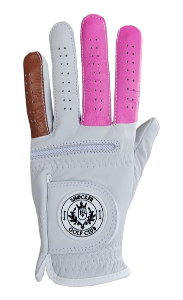 Shocker Funny Golf Glove Men’s - Golf Accessories for Men, Adult 100% Cabretta Leather White Golf Gloves with Extra Grip, Shocker Fun Mens Gag Gift, Left or Right Hand, Small to XXL Sizes