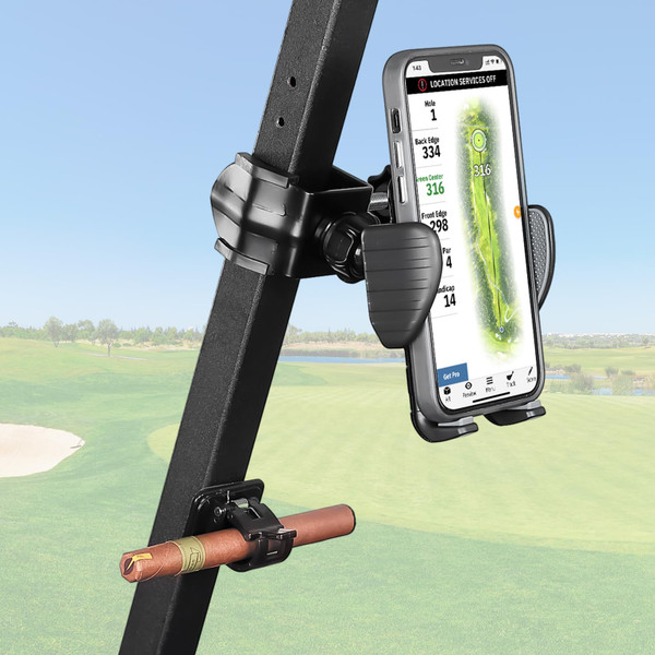 KEMIMOTO Golf Cart Phone Mount Versatile and Sturdy, Fits Square & Round Tubes 0.25-1.25inch 360 Degrees Adjustable Anti Vibration Universal Phone Holder Suitable for iPhone, Galaxy, Pixel