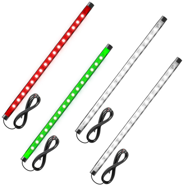 Glooglitter 4 Pcs Navigation Lights for Boats No Drilling Install Marine LED Red Green and White Fishing Lights Strip Night Waterproof Boat Lighting for Pontoon Boat Dinghy Yacht