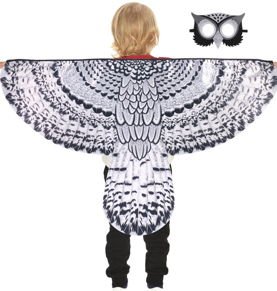 D.Q.Z Bird-Wings-Owl-Costume for Kids with Mask, Dress Up Clothes for Boys Girls Eagle Role Play Hallowen Party (Snowy Owl)