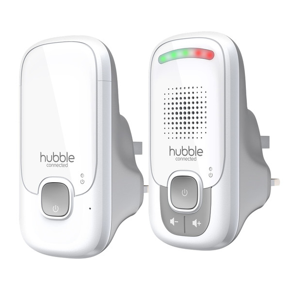 Hubble Listen Audio Baby Monitor with DECT Wireless Connectivity, Up to 50m Range, High Sensitivity Microphone, Visual Sound Level Indicator - White