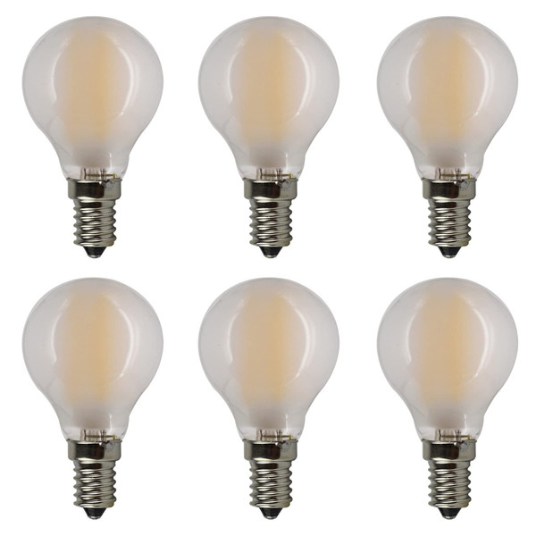 YDJoo E14 G45 LED Globe Filament Bulb Dimmable 4W LED Filament Light Bulb 40W Equivalent E14 European Base Warm White 2700K Frosted Glass Decorative Vintage Bulb for Pendent Chandelier, AC110V(6 Pack)