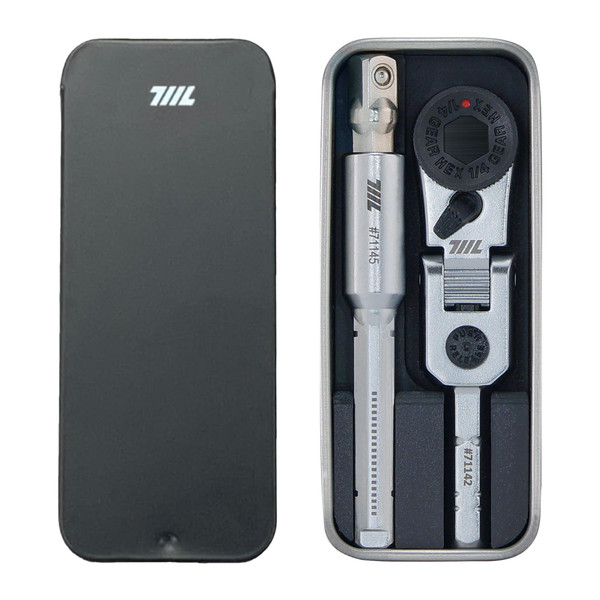 711L EDC Ratchet Wrench Flex HEX – 1/4” Mini Ratchet Tool with Socket Extension for Everyday Carry (Hex to socket adapter)