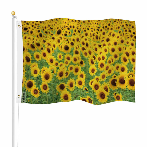 Yekiua Sunflower Field Flag 3X5 Ft Outdoor Retro Blossom Floral Flower Sunlight Autumn Summer Spring Premium Strongest Longest Lasting Flag Vivid Color With Brass Grommets Green Yellow