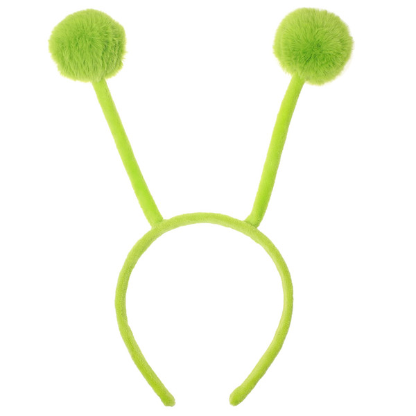 CHEU antenna headband costume as bee, snail, ant, insect props with bendable plush pom pom bopper (green)