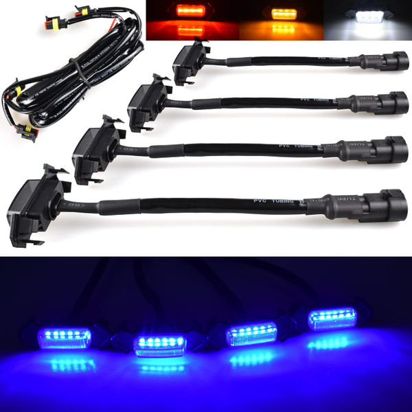 Boigoo Blue LED Front Grill Lights for Tacoma TRD Pro Grille Light - Blue Lighting with Smoked Lens, 2005-2011 & 2016-2019 Tacoma Grilles Kit