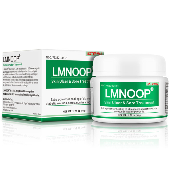 LMNOOP® Skin Ulcer Healing Ointment, for Foot & Leg Ulcers, Sores, Varicose Ulcers, Stasis Ulcers, Bedsores, Cuts, Burns, Skin Infections, Natural Ingredients Deep Wound Healing Ointment