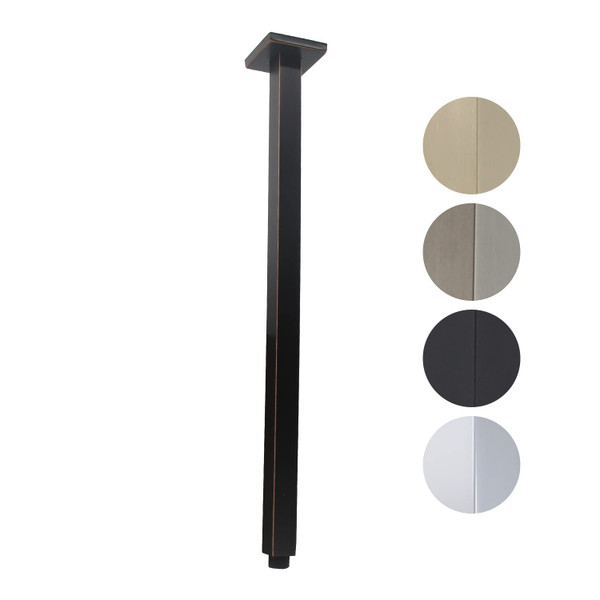 Drettyer Shower Arm with Flange 24 Inches Ceiling Mount Square Straight Extender Extension Pipe Replacement, Extra Long Shower Arm For Fixed Rain Shower Head or High Ceiling, Oil-Rubbed Bronze