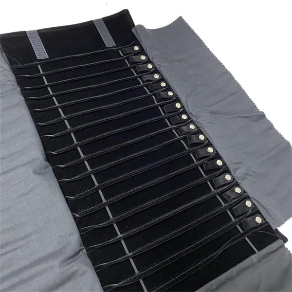 SCIKHEFT Portable Jewelry Roll Untangled Secure Necklace Travel Storage Bag Displays Holder 16 Chain (Black)