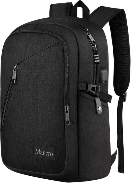 Mancro Laptop Backpack for Travel 17.3 in Anti-Theft Business Backpack Large Travel Computer Bag Daypack Work College Bookbag for Men Women, Black
