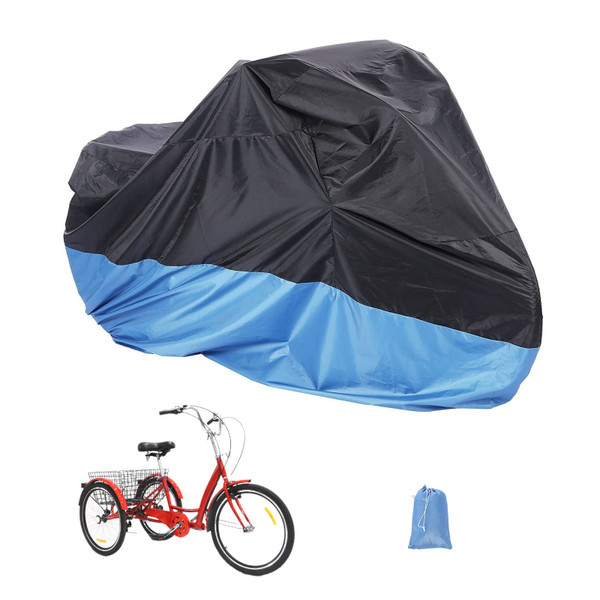 AkiiGer Adult Tricycle Cover Waterproof Outdoor, Bike Covers for 2 Bicycles, Sun Dust Wind Proof Bicycle Cover with Lock Hole, 90.6"L, Ripstop Material, Easy to Carry-Blue