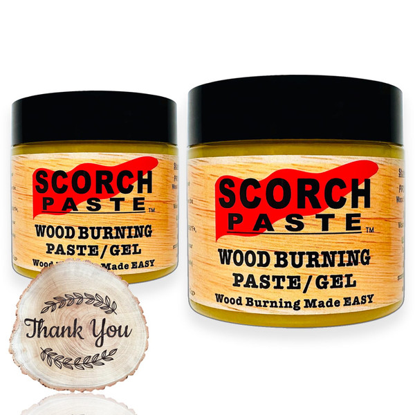 Scorch Paste - 2 Jars Wood Burning Paste Kit, Burning Gel for Crafting & Stencil, Accurately & Easily for DIY Arts, Wood, Canvas & More
