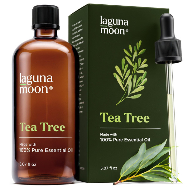 Lagunamoon Australian Tea Tree Essential Oil (150ml) - XXL Bottle with Drops for Candle Making Scents and Cleaning Products - Fragrance Oil for Aromatherapy, Relaxation, Diffusers, Yoga, Home Care