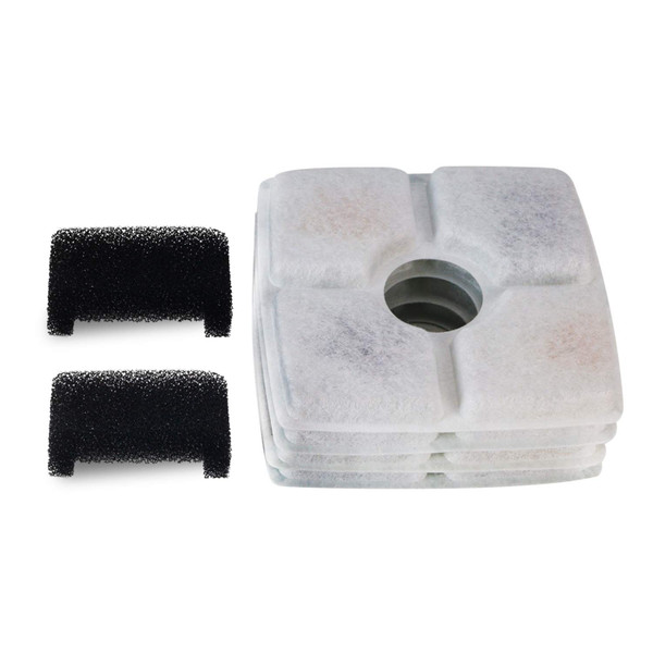 Vekonn Elliptical Cat Water Fountain Filter, 6 Filters Pack for Stainless Steel Top Elliptical Pet Fountain, 4 Carbon Filters and 2 Sponge Filters