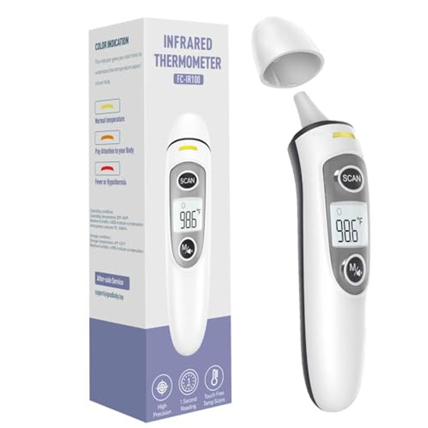 Ear Thermometer for Adults and Kids, Digital Accurate Ear and Forehead Thermometer with Fever Alarm, 1 Second Fast Result, Easy to use, 2 in 1 Mode