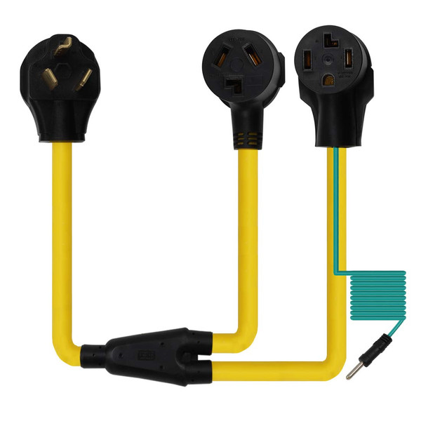 Nema 10-30P Dryer Splitter Adapter Cable, 2-in-1 Nema 10-30P 30-AMP Male Plug to 10-30R Female and 14-30R Female,3-Prong Dyer Y Split Adapter Cable 1.0Meter