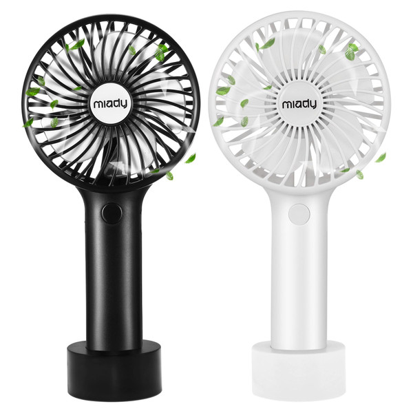 Miady 2-Pack Upgraded 5000mAh Portable Handheld Fan 3 Speed Mini USB Strong Wind 7-20 Hours Runtime Personal Electric for Travel Office Outdoor