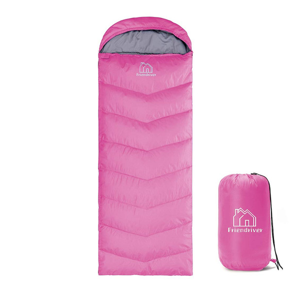 Friendriver XL Size Widened Upgraded Version of Camping Sleeping Bag 4 Seasons Warm and Cool, Lighter Weight, Adults and Children Can Use Waterproof Camping Bag, Travel and Outdoor Activities(Pink)