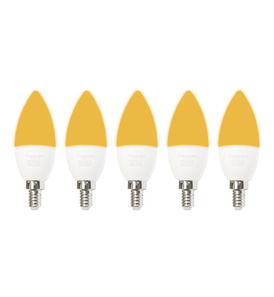 Sleep Light Bulb, Candleabra Size E12, 5 Pack, Blue Light Blocking Amber 1600K Warm Color, Emits Only 0.06% Blue Light for Healthy Sleep. For Sleep, Baby Nursery. 3W LED, Equal to 30W Incandescent.