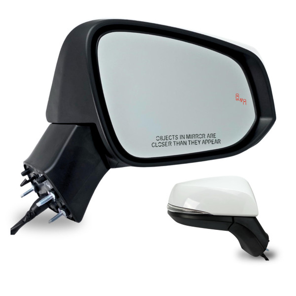 Spieg Passenger Side Mirror for 2019-2024 Toyota Rav4 Power Adjustment Heated Blind Spot Monitoring Turn Signal Light Paint To Match White 8 Pins Right TO1321384