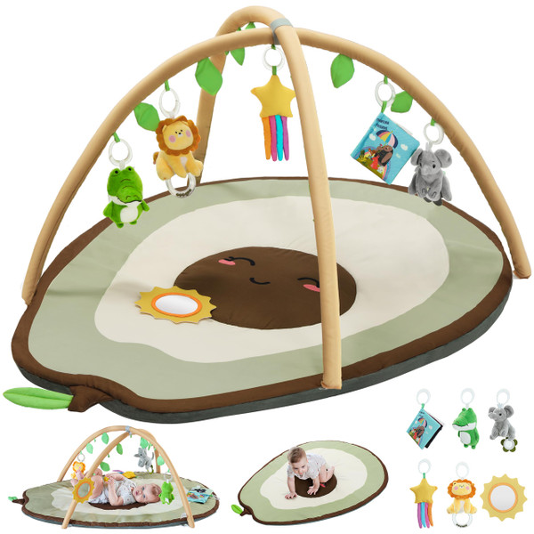 CoziBB Baby Play Gym Mat & Activity Mat, Baby Tummy Time Mat, Large Avocado Shaped Playmat with 6 Detachable Toys for Motor Skills & Sensory Development, Washable Infant Baby Essentials, Olive Green CoziBB Baby Play Gym Mat & Activity Mat, Baby Tummy Time Mat, Large Avocado Shaped Playmat with 6 Detachable Toys for Motor Skills & Sensory Development, Washable Infant Baby Essentials, Olive Green