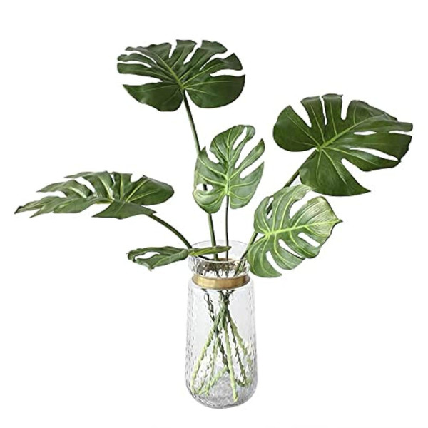 Artificial Monstera Leaves Real Touch Monstera Deliciosa Plant Leaf Stems Faux Tropical Palm Tree Greenery for for Home Indoor Outdoor Decor (Green - Pack of 6pcs) Artificial Monstera Leaves Real Touch Monstera Deliciosa Plant Leaf Stems Faux Tropical Palm Tree Greenery for for Home Indoor Outdoor Decor (Green - Pack of 6pcs)