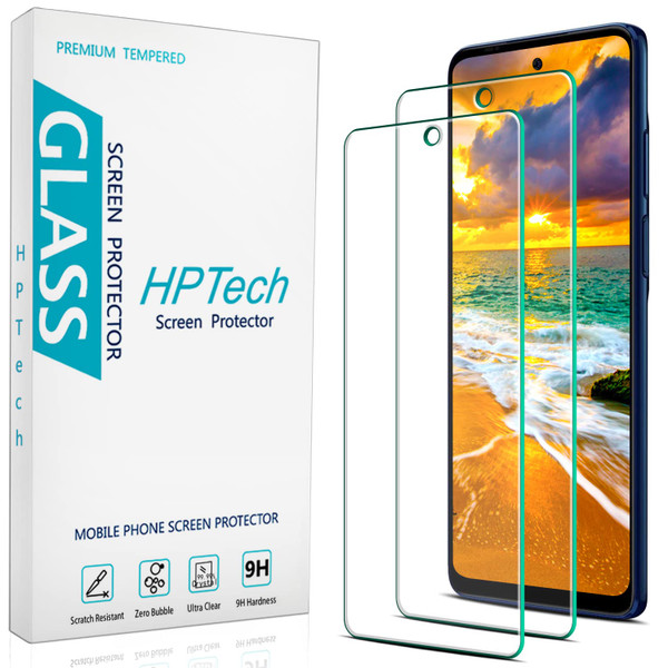 HPTech (2 Pack) Screen Protector Designed for Motorola Moto Edge (2021) / Moto Edge 5G UW Tempered Glass, 9H Hardness, Anti Scratch, Bubble Free