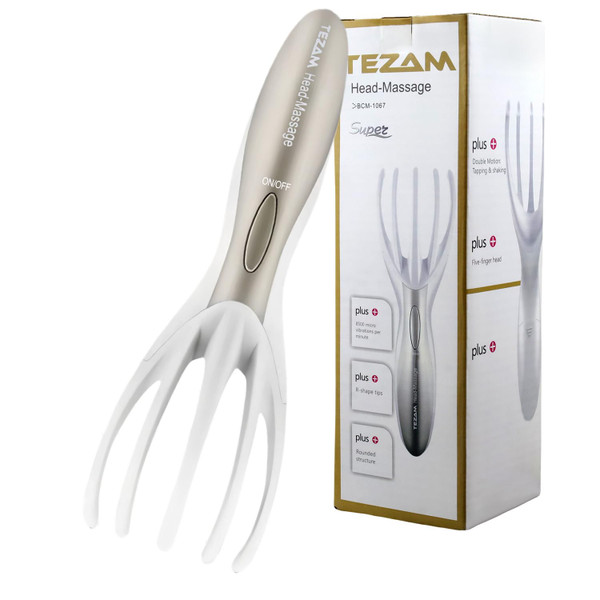 Tezam Electric Head Massager Neck Massage Octopus Scalp Stress Relax Spa Therapy Healing, Soft Resin Finger Gripper Claw Electronic Head Spa Vibration Scalp Massage Tool